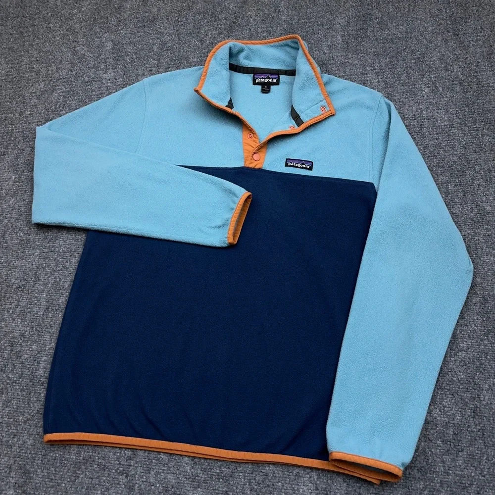 Patagonia Micro D Snap-T Pullover Men S Stone Blue w/ Dam Blue Colorblock Fleece